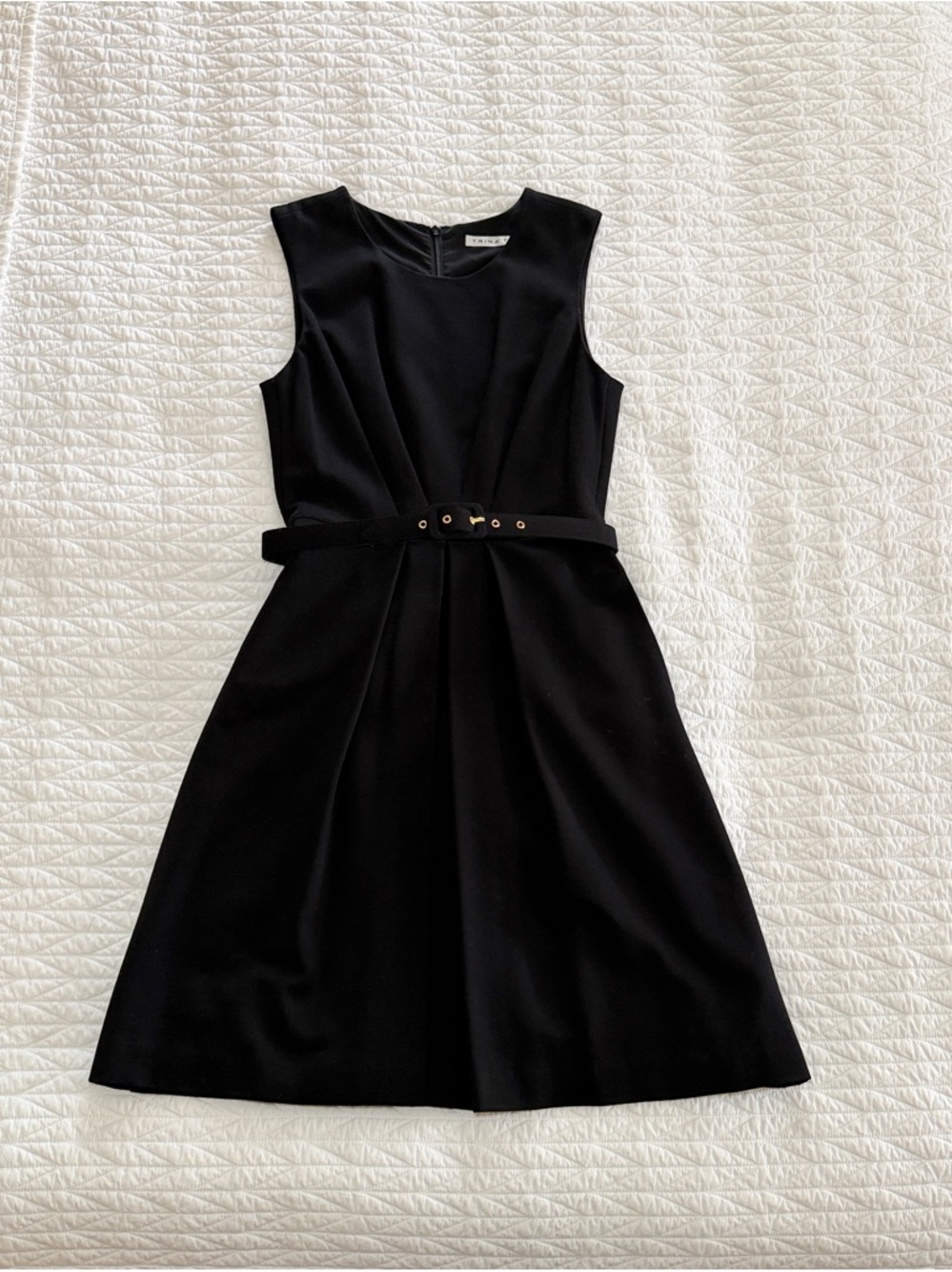 TRINA TURK Classic Black Sleeveless Belted A-Line Dress - Picture 7 of 8